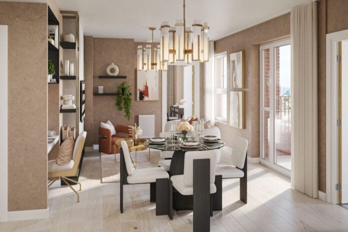 Bremondsey Plot 175_Static_Cam9_ Living Dining 3000x0000 Barratt London 旗下Bermondsey Heights每平方呎的樓價,較Zone 2 整體住宅項目的平均呎價低 21%。